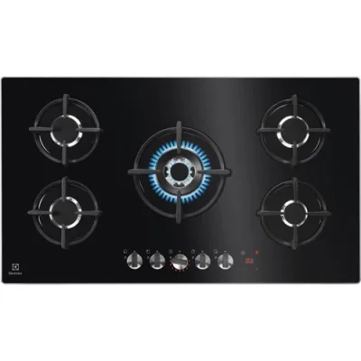 Electrolux Piano cottura a gas FlameLight KGG953753K finitura cristallo temperato nero da 88 cm