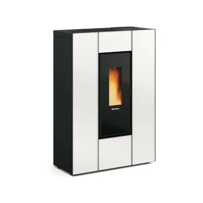 Extraflame Stufa a pellet ermetica canalizzata slim MARILENA PLUS CRYSTAL 5.0 AD 1296303 finitura bianco