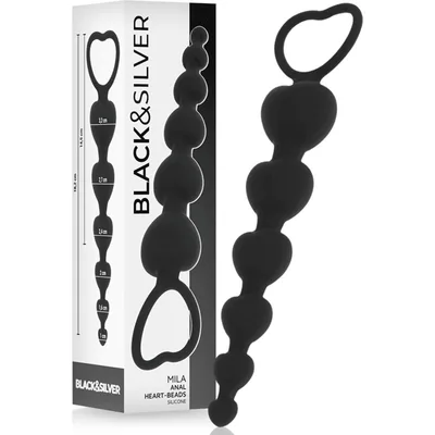 Stimolatore perle anali Progressivo nero a 6 cuori 18 cm nero loop estrazione
