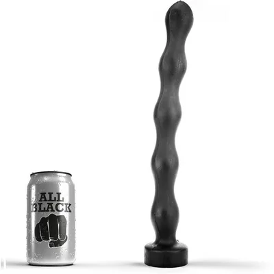 Plug anale XXL 32 cm progressivo 5 livelli nero flessibile base larga sex toy