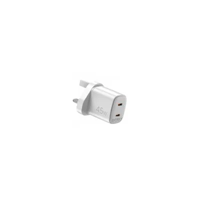 CELLY UK WALL CHARGER GAN 2USBC 45W WHITE UPTC2C45WWHUK