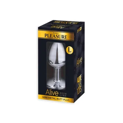Plug anale metallo taglia L gemma rossa sex toy unisex base larga