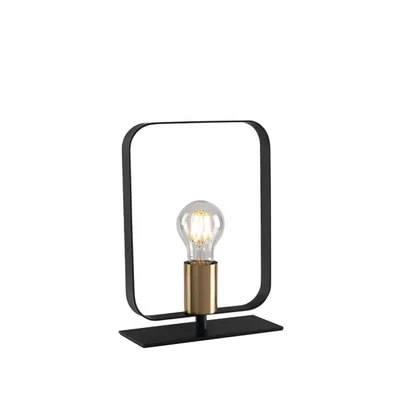 Lampada da tavolo contemporanea oro e nera in metallo, lampadina E27, 19.5x24.8cm