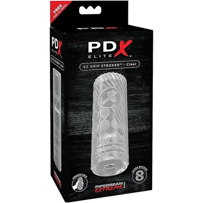 Masturbatore uomo PDX Elite EZ Grip Stroker Clear Super Aspirazione + 3 anelli