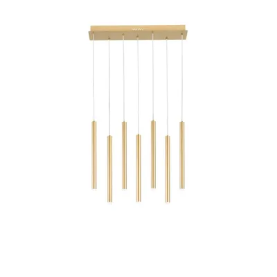 Sospensione moderna in metallo oro, 7 pendenti LED 35W, CCT, 56.5x200cm