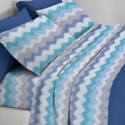Completo lenzuola in flanella Sogno - Zambaiti azzurro / matrimoniale 270x300/180x200+27/2federe 52x82cm
