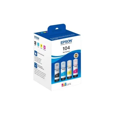MULTIPACK FLACONE INCHIOSTRO PIGMENTATO ORIGINALE EPSON 104 C13T00P640 T104 BKCYM ECOTANK ET-2710 70MLx4