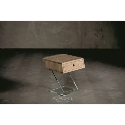 Altacorte Comodino con supporto 1 cassetto Cut in legno da 47 cm e h. 52.5 cm