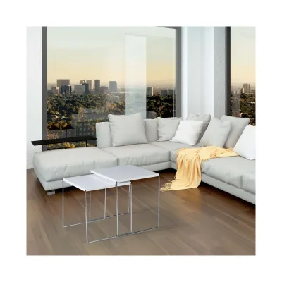 Maconi Coppia tavolini New Line 1142 con piano in legno serie Coffee Table collection