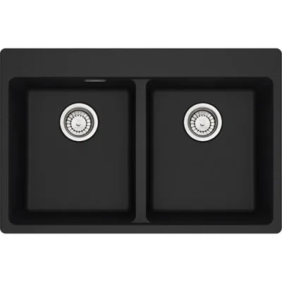 Franke: Lavello due vasche Vasche Sopratop Centro MRG 620-34-34 FTL 114.0661.691 finitura fragranite nero da 76x50 cm