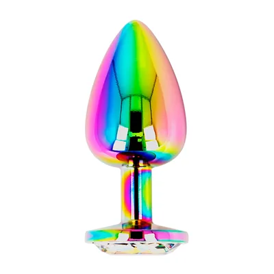 Plug anale OHMAMA Iridescent Circle L metallo rainbow gemma 9 cm unisex