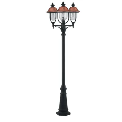 Palo per esterni rame in alluminio, 3 luci E27, 65x230cm