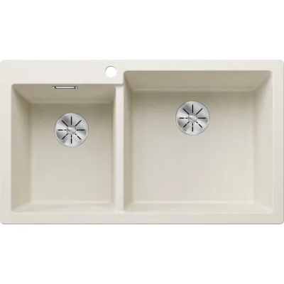 Blanco Lavello due vasche PLEON 9 1527142 finitura soft white da 86x50 cm - Sopratop