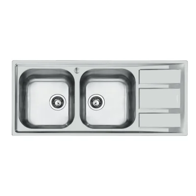 Foster Lavello due vasche con gocciolatoio a destra 1972 062 finitura acciaio inox da 116x50 cm - IN PROMOZIONE FINO AL 30/06