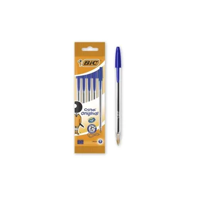 Bic Cristal Original Conf. da 5 penne a sfera Punta tonda 1mm Linea 0,40mm BLU 802052