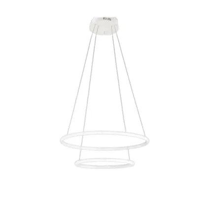 Lampada a sospensione LED bianca doppio cerchio in metallo, 31W, CCT, 150x80cm