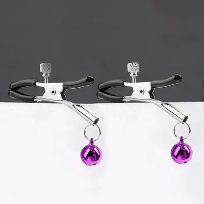Fetish Addict Pinze Capezzoli Regolabili Campanelli Viola BDSM Nipple Clamps