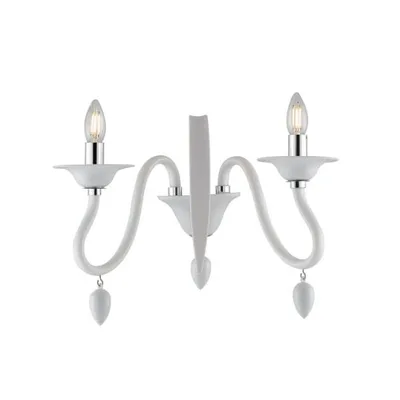 Applique in acrilico bianco stile candelabro, 2 luci E14, 39x29cm