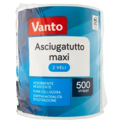 Vanto Asciugatutto 2 Veli Maxi Rotolo 500 Strappi