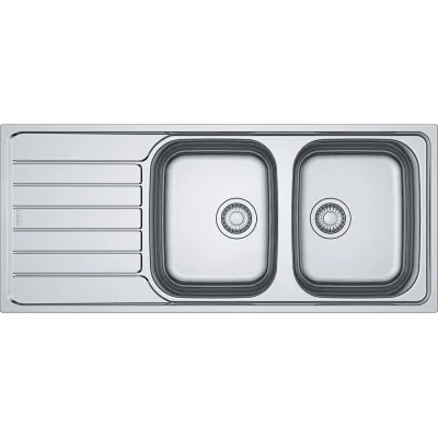 Franke: Lavello due vasche con gocciolatoio a sinistra Spark Incasso SKX 621 101.0712.125 finitura inox satinato da 116x50 cm