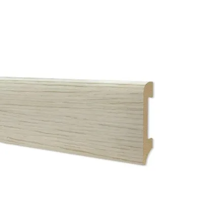 Battiscopa in duropolimero effetto legno rovere sbiancato 2000x75x14mm