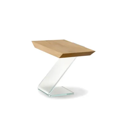 Altacorte Tavolino Leaf 06 con struttura in vetro e piano in legno da 110x42 cm