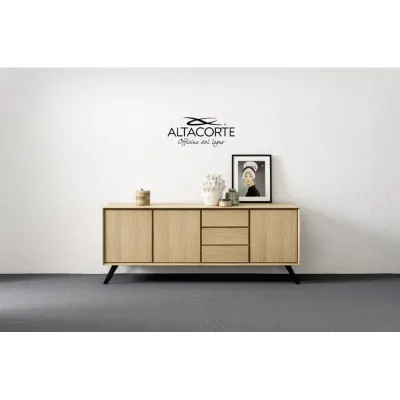 Altacorte Madia in appoggio Nook con basamento in legno da L.197,5 cm e H.79,5 cm - 3 ante e 3 cassetti