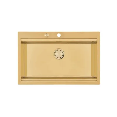 Foster Lavello una vasca 1034 059 finitura acciaio PVD gold da 80.6x52 cm