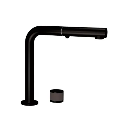 Schock Miscelatore a scomparsa con comando remoto e doccetta AQUADOUBLE UP&DOWN CON DOCCIA SXDOUBSBK finitura PVD nero opaco