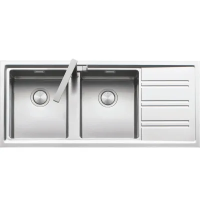 Barazza Lavello due vasche con gocciolatoio dx EASY KIT 1LES12RD finitura inox satinato da 116x50 cm - IN PROMOZIONE FINO AL 6/07