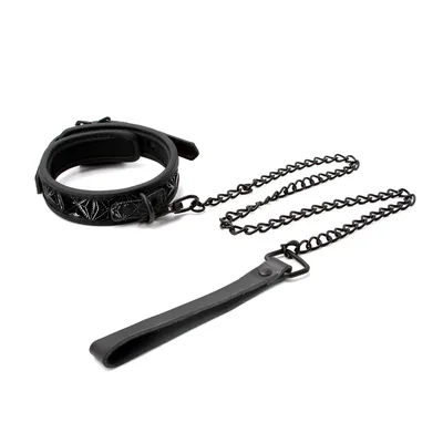 Collare con guinzaglio Sinful nero catena Ns Novelties in vinile