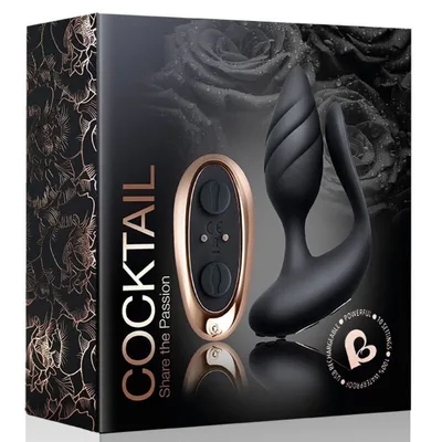 Cocktail plug anale potente con spina 10 X vibrazioni nero telecomando USB IPX7