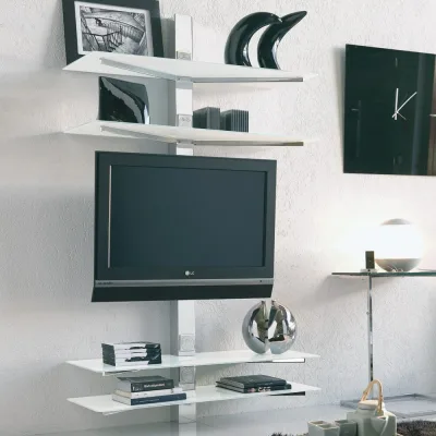 X.ABITAre Porta TV Erik art. XL.82.A con struttura in metallo da L.100 cm e H.170 cm - Con fissaggio a muro