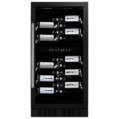 Dunavox Cantina vino a incasso o a libera installazione Grande-58 DX-58.258DB finitura full glass nero da 59.5 cm