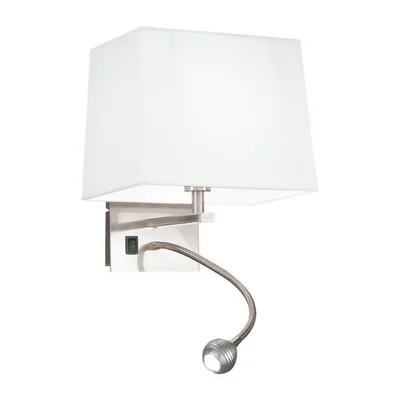 Applique in alluminio e tessuto bianco, 1 luce E14, 1 LED da 3W,  24x30cm
