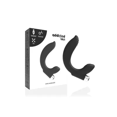 Plug Anale Vibrante Nero Curvo in Silicone Punto P Waterproof vibrazioni 10 X