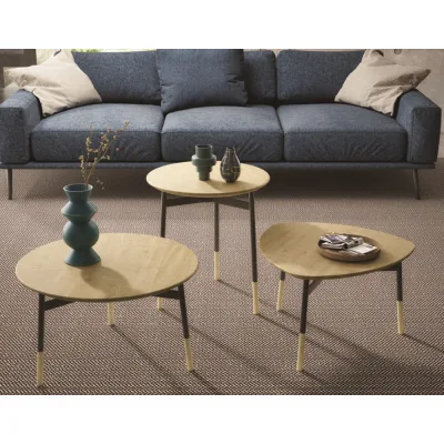 Maconi Tavolino Milano 1029 con piano in legno da Ø54 cm e h. 36 cm