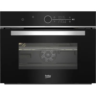 Beko Forno Beyond compatto multifunzione combinato microonde BBCW13400X finitura cristallo nero e inox da 60 cm