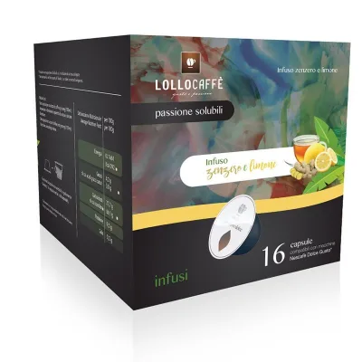 64 Capsule Infuso Zenzero e Limone Lollo Caffè Compatibili Dolce Gusto