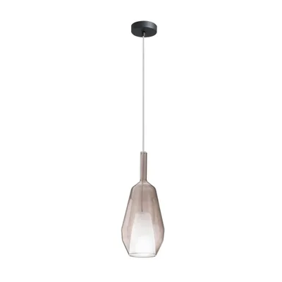 Sospensione in vetro marrone, lampadina E27, 16x242cm
