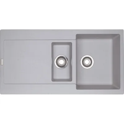 Franke: Lavello una vasca con vaschetta e gocciolatoio Maris MRG 651 114.0150.193 finitura fragranite alluminio da 97x50 cm