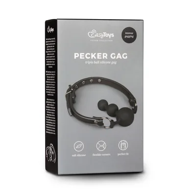 Morso Bondage Triple Ball Gag BDSM Bavaglio SferE Silicone Regolabile Nero