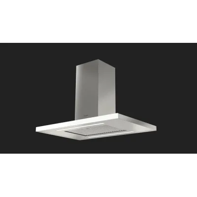 Fulgor Cappa a isola FTIHD 960 TC WHX finitura inox e vetro bianco da 90 cm
