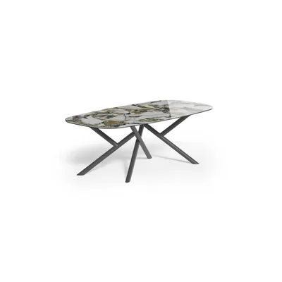 Ozzio Tavolo fisso Random art. T252 con struttura in metallo e piano ovale a scelta da 220x110 cm