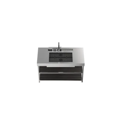 Bautek Foster Cucina da esterno a libera installazione QUI 7556 001 in acciaio inox da 150 cm