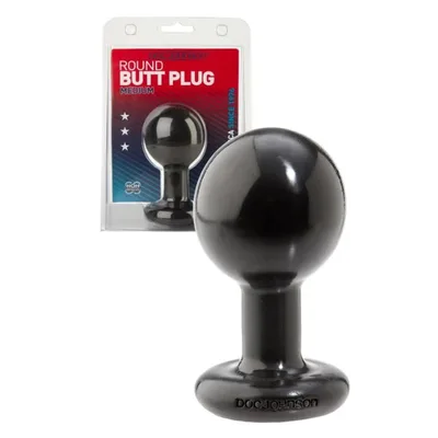 Doc Johnson Round Butt Plug Medium Nero PVC 10,8 cm cm circa USA plug anale a sfera