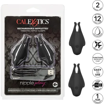 Pinzette per capezzoli vibranti 12 funzioni wireless USB Splashproof