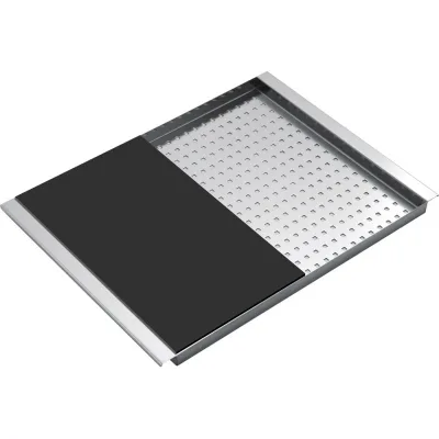 PRONTA CONSEGNA - Barazza Coprivasca forato 1CITN finitura inox con tagliere in HPL nero da 25x43 cm