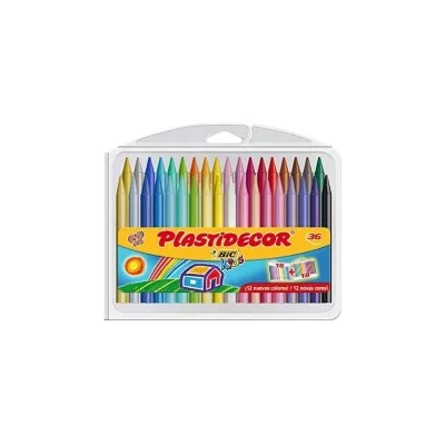 Bic Kids Plastidecor Scatola da 36 matite a cera Extra resistente 882337
