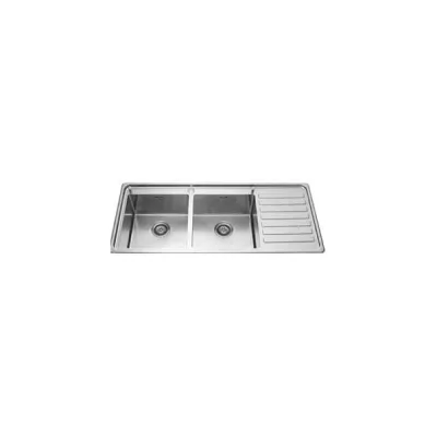 Alpes Lavello semifilo a due vasche LFRS 5117/2V1S con gocciolatoio a destra in acciaio inox da 117x51 cm